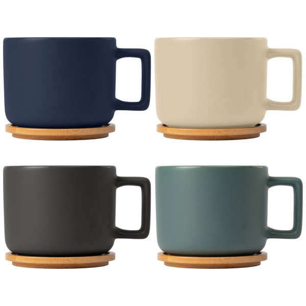 Café Virtuoso - 355 ml Keramiktasse mit Bambus-Deckel