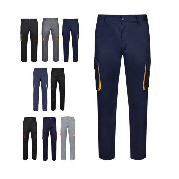 VL HYPNOS. Zweifarbige Twill-Hose mit mehreren Taschen (200 g/m²), aus Baumwolle (35 %) und Polyeste