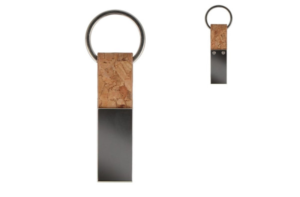 Schlüsselanhänger Kork & Metall rechteckig